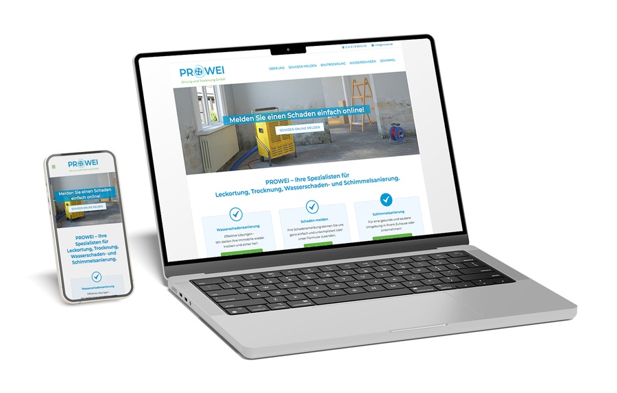Website PROWEI Ortung und Trocknung GmbH
